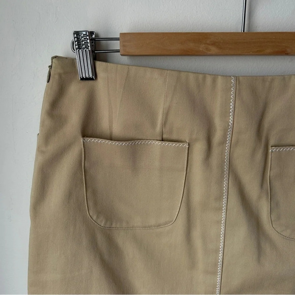 Vintage Beige contrast stitch skirt with pockets - Picture 3 of 7